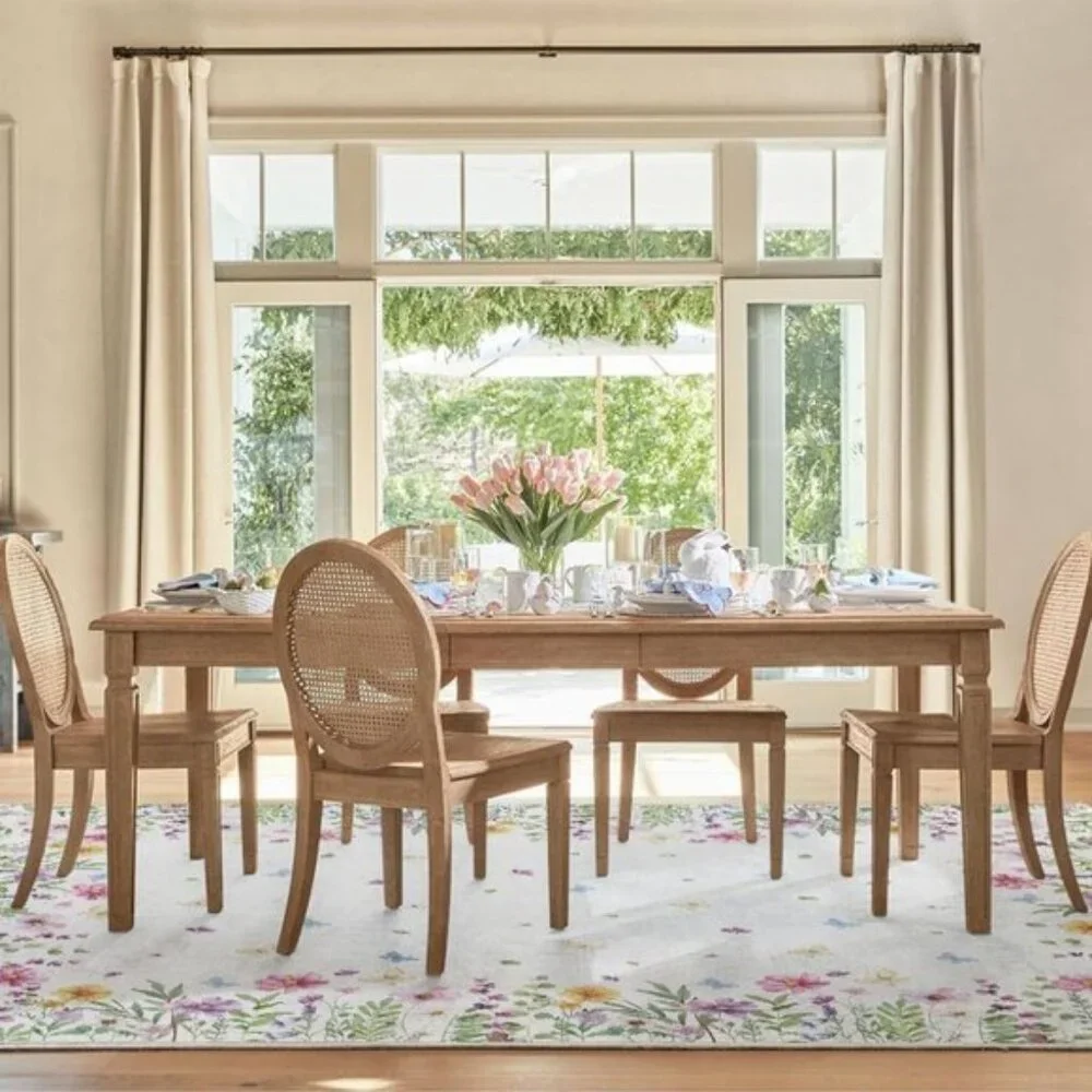 New 5x7 Spring Area Rug, Low-Profile Floral Butterfly Carpet for Entry & Bedroom